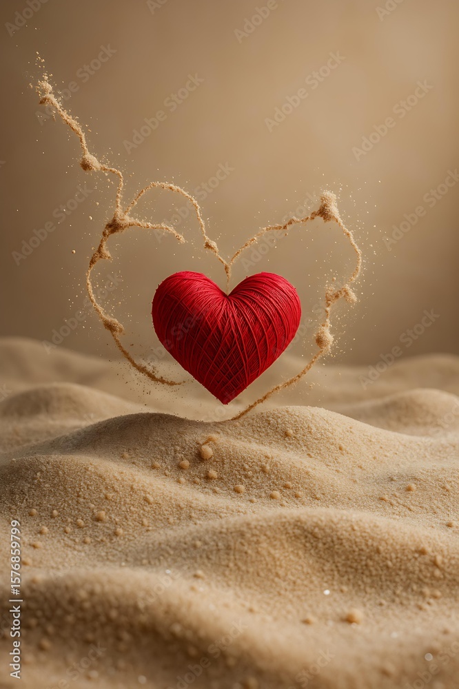 Fototapeta premium Classic Red Heart Symbol Representing Pure Love and Affection 