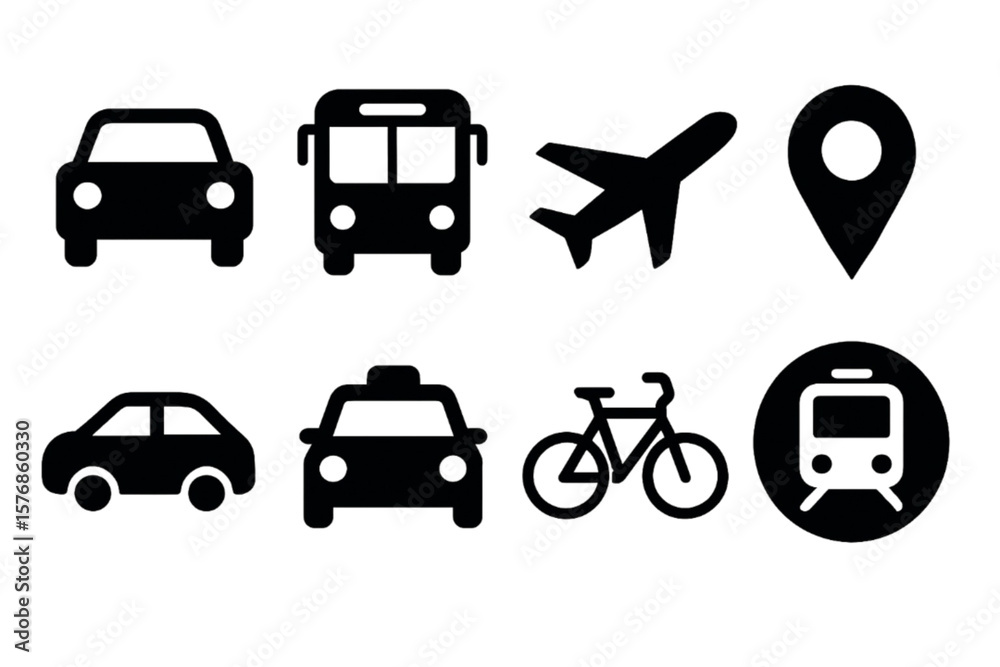 Fototapeta premium transport icons set on transparent background 
