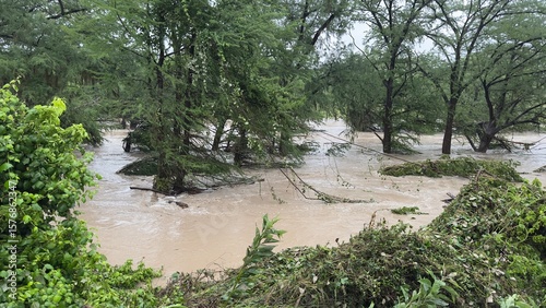 Tableau sur toile Spring Branch, Texas, USA - July 5, 2025: Guadalupe River after July 4, 2025 flo