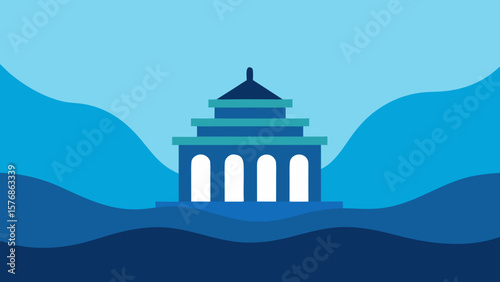 Vector illustration of an ancient Greek temple, a landmark of old European architecture and culture