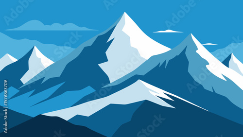 Majestic Mountain Peaks A Stunning Illustration of Serene Blue Mountains