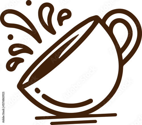 Spilling Coffee A Delightful Illustration of Coffee Cup