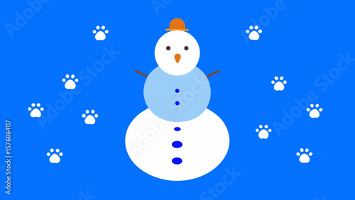 snowman on a blue background