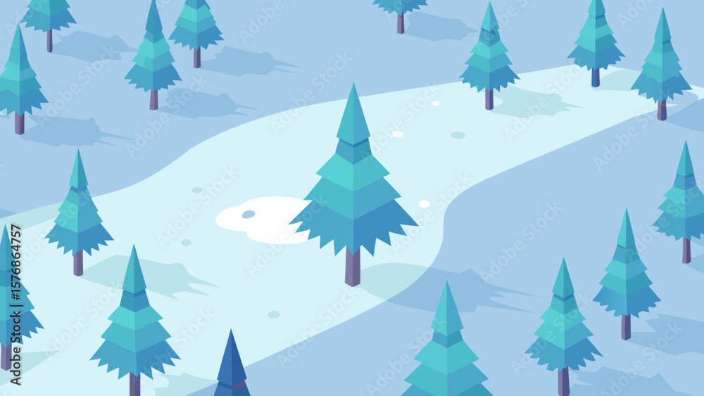 Obraz premium Winter forest landscape with trees vector illustration