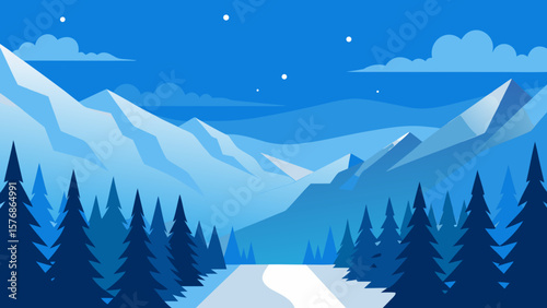 winter landscape with mountains