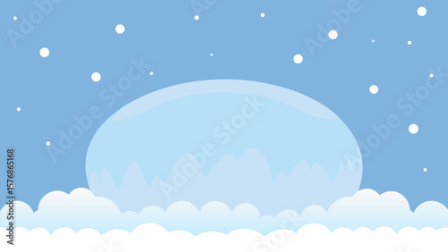 A vivid vector illustration of a serene winter night landscape under a bright moon and a starlit, cloudy blue sky