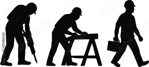 Construction silhouette labour image vector