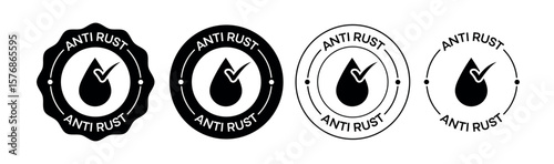 Bold Black Anti Rust Emblem Vector Set – Water Resistant & Corrosion Proof Labels