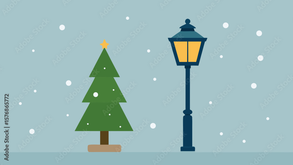 Fototapeta premium christmas tree with lantern