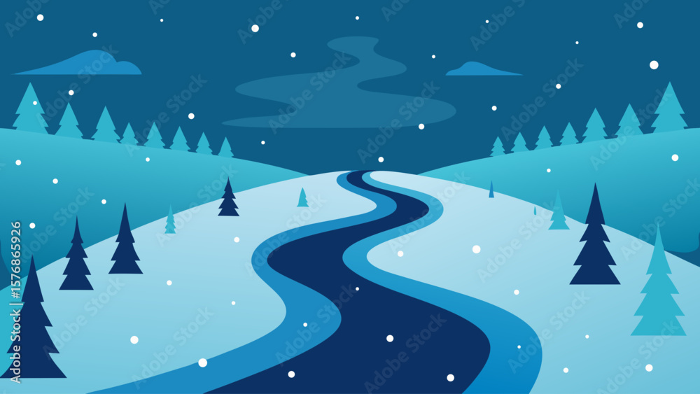 Naklejka premium winter landscape with snow and trees