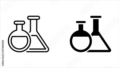 Test tube icon set. Chemistry lab flask, science symbol  on white background