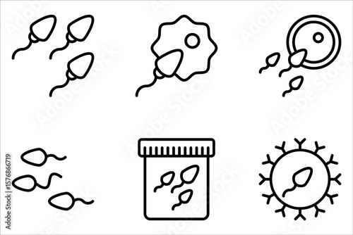 Sperm icon set.  simple design for medical or science purpose on white background