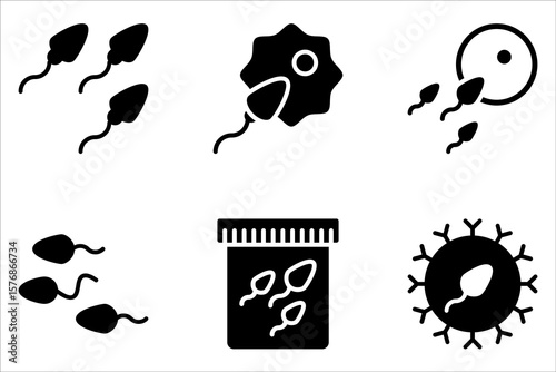 Sperm icon set.  simple design for medical or science purpose on white background