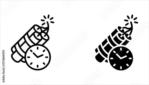 time bomb icon set, deadline symbol on white background