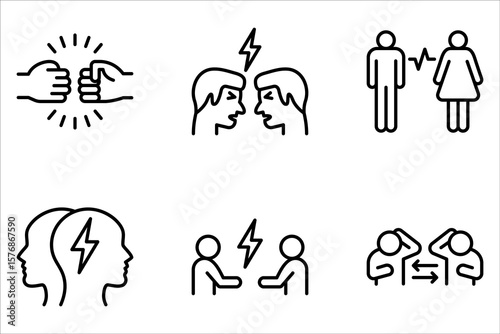Conflict Resolution icon set symbol isolated on white background