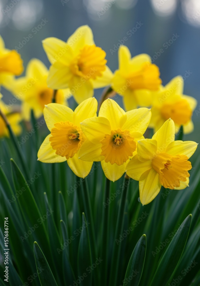Closeup of Vibrant Yellow Daffodils in Full Bloom Closeup of Vibrant Yellow Daffodils in Full Bloom