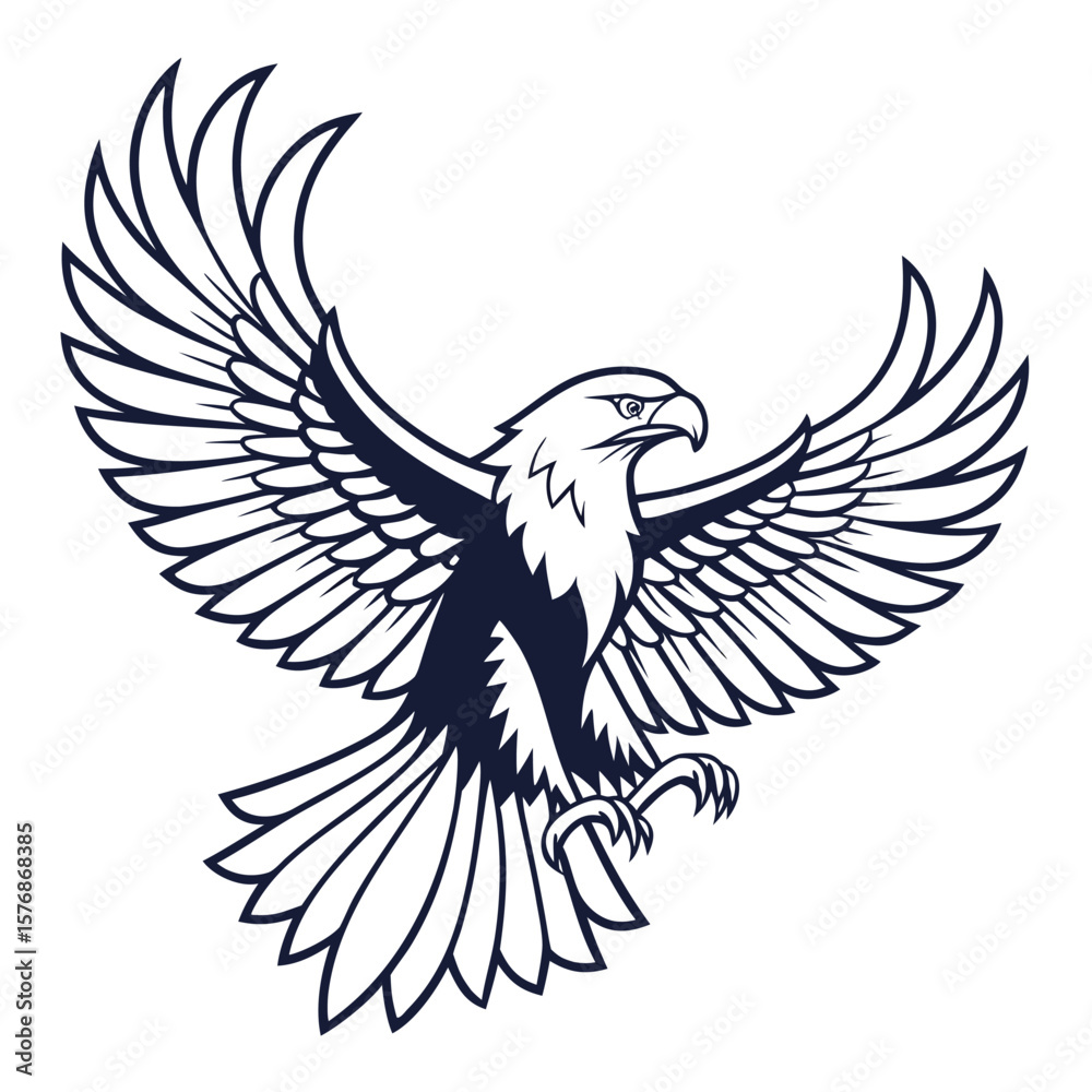 Fototapeta premium Vector Illustration of a Dark Blue Eagle in Flight