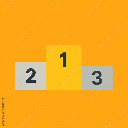 Podium with Numbers Gold Background::Winners, Awards, First Place Concept