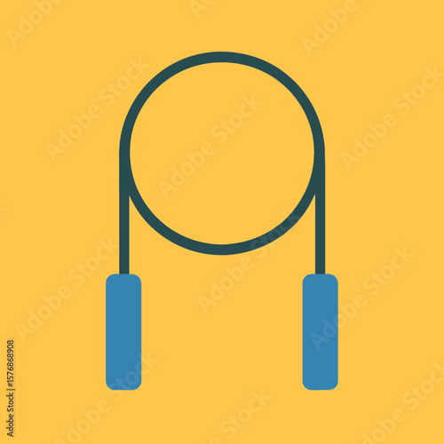 Skipping Rope Icon on Yellow Background, Fitness and Exercise