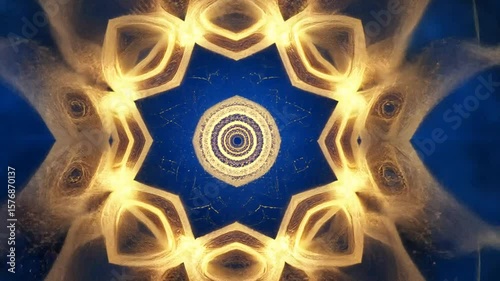 Abstract geometric fractal pattern animation with intricate details and vibrant colors