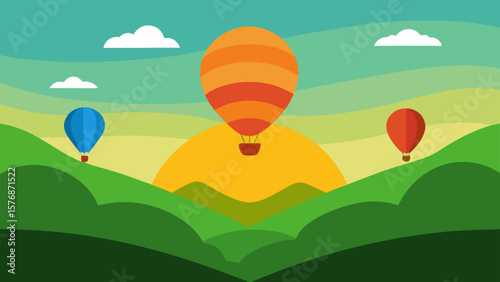 hot air balloon in mountains