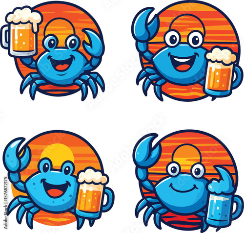 Web "Fun and Colorful Sea Creatures Cartoon Illustrations: Crabs, Hermit Crabs, Fish, and Shrimps"

