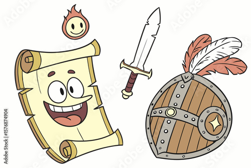 medieval knight with sword and shield
