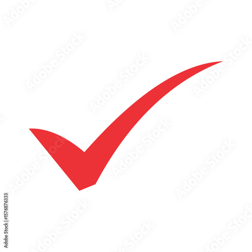 Red checkmark symbol on a black background icon.