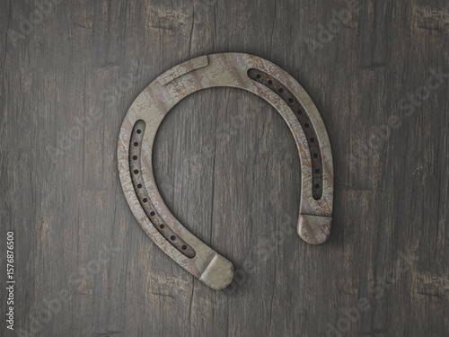 Horseshoe on wooden background