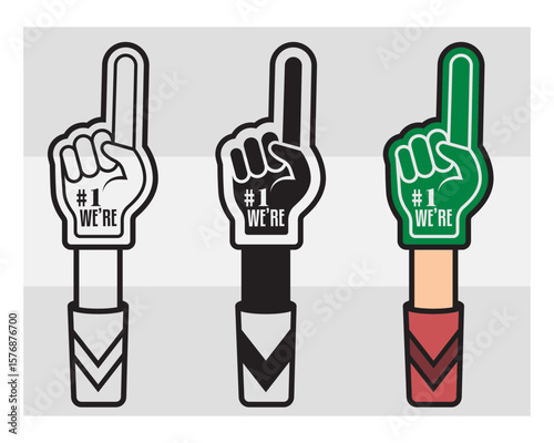Fan Foam Fingers SVG Silhouette Bundle, Hands Up With Glove With Number One, Glove Svg, Hands Up Svg, Foam Hand Supporter, Fan Foam Fingers Png, Fan Foam Fingers Svg Images,