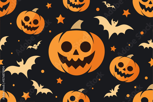 Halloween Seamless Vector Pattern Jack O Lantern Art