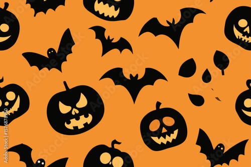 Seamless Halloween Pattern Jack O Lantern Style