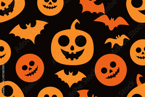 Halloween Jack O Lantern Seamless Vector Pattern