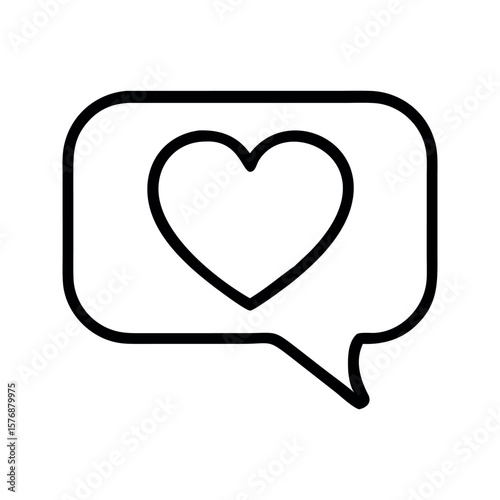 Black heart in speech bubble icon love message