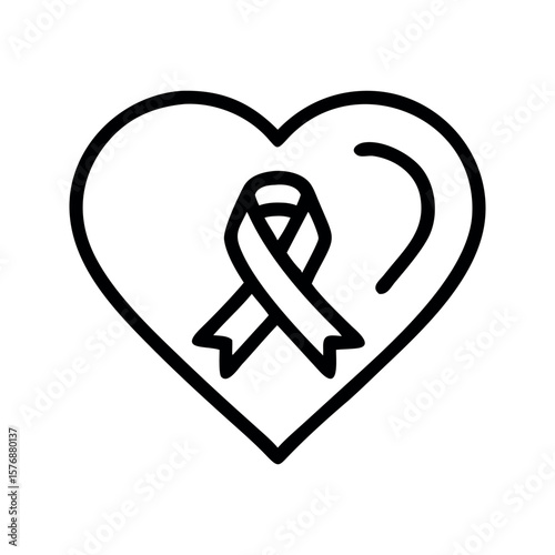 Heart shape with awareness ribbon symbol support
