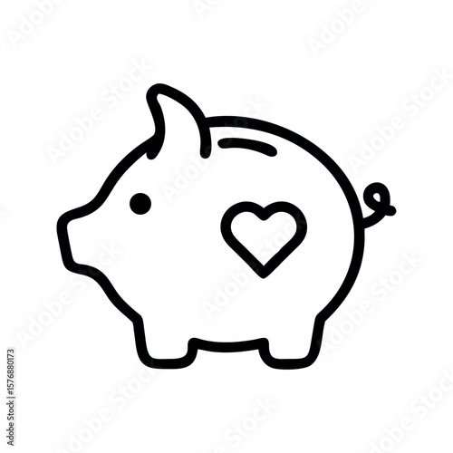 Piggy bank with heart symbol savings money