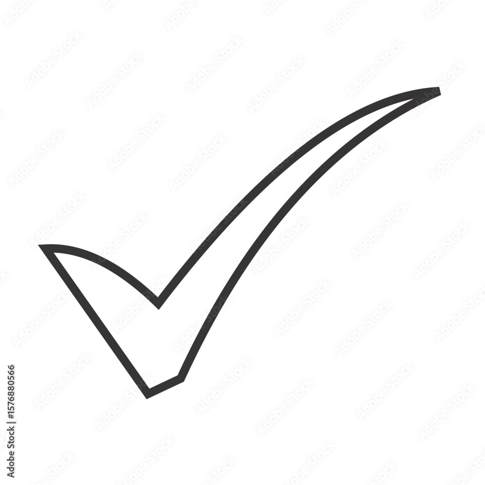 Checkmark symbol, simple design, outline, graphic icon Checkmark symbol, simple design, outline, graphic icon