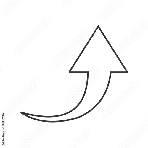 Curved arrow points upward, direction and growth icon
