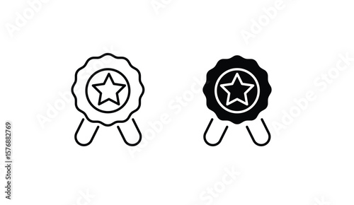 Recognition badge icon in filled, thin line, outline and Editable stroke. 