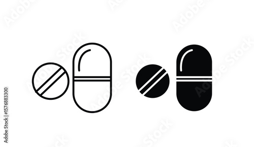 Tablet pill and capsule line and fill icon