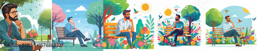vector image of a man contemplating on a white background