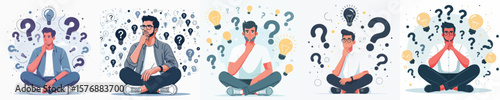 vector image of a man contemplating on a white background