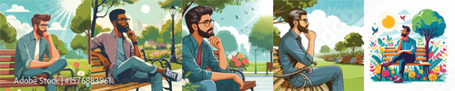 vector image of a man contemplating on a white background