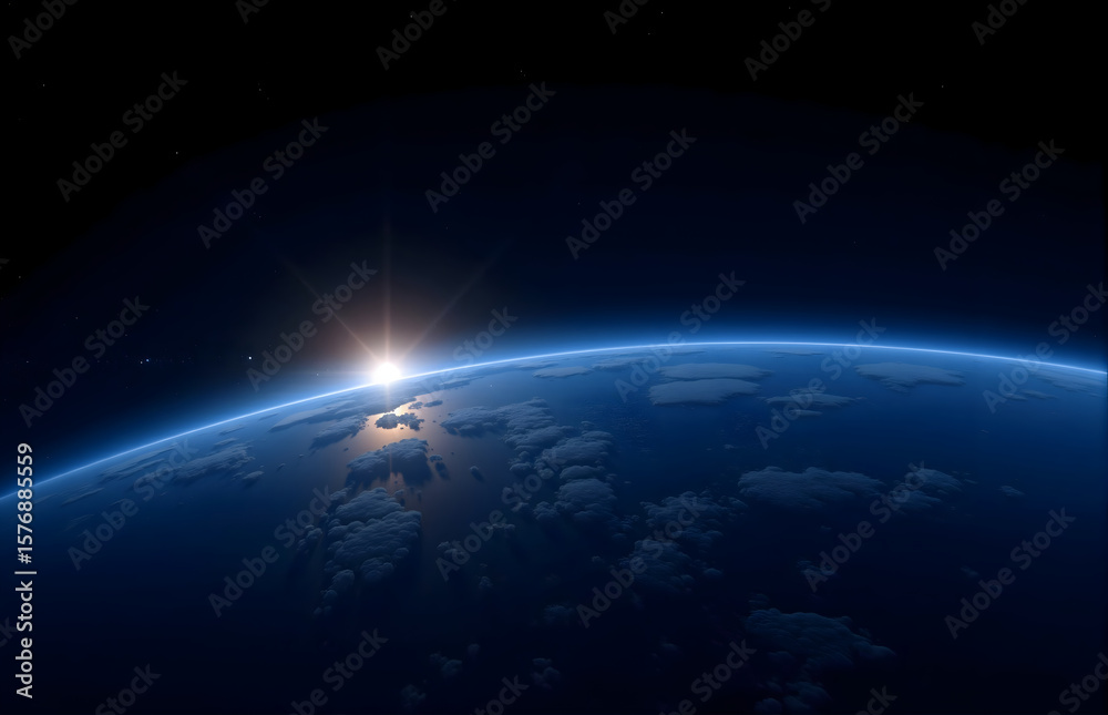 Obraz premium Earth Sunrise From Space View
