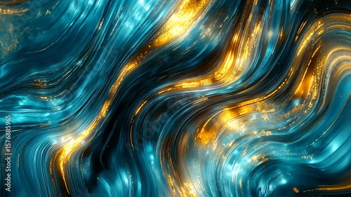 Vivid teal backdrop with golden lines creating a rich abstract aesthetic, modern design