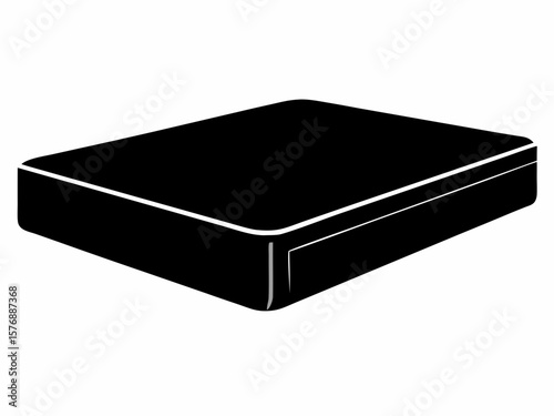 A black silhouette mattress vector graphic for restful sleep and bedroom designs.
