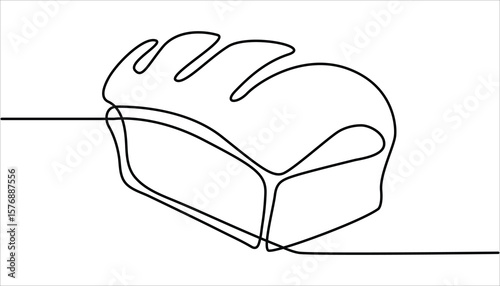  Bread one line drawing, One continuous line drawing of long loaf bread, Bread in the form of a baguette. Long sandwich bread. one line bread bun, Freshly baked bread Continuous one line drawing.