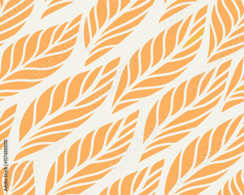 Repeating pattern illustration of stylized orange leaves perfect for seamless background applications.