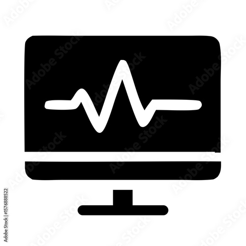 Simple Line Monitor Heartbeat Pulse Rate Healthcare Diagnostic Icon