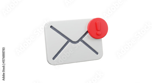 3D Illustration of Email Message Notification Alert on Transparent Background